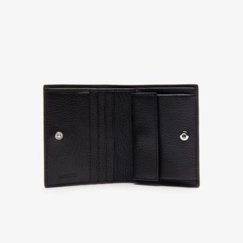 Lacoste Croco Crew Grained Leather Snap Wallet - Peněženka Dámské Černé | CZ-sz06OS